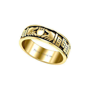 Irish Claddagh 14K Yellow Gold Spinner Ring GTR1681 - Jewelry
